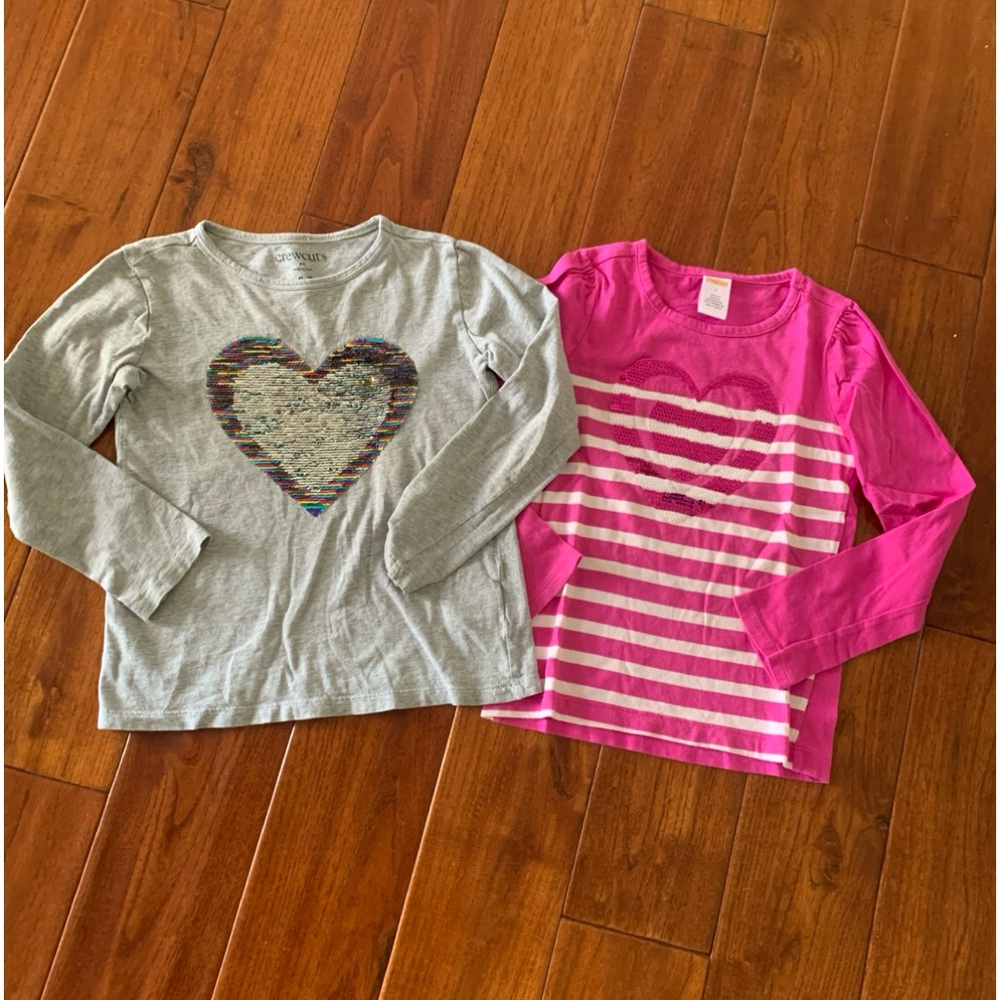 Crewcuts & Gymboree Long Sleeve Cotton Sequin Heart Top Lot Size 6